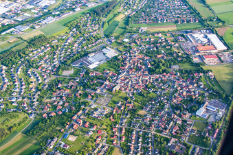 Aerial view of District Hainstadt in Buchen in the state Baden-Wuerttemberg, Germany