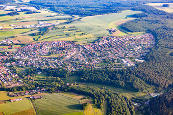 Aerial view of Town View of the streets and houses of the residential areas in Buchen in the state Baden-Wurttemberg, Germany