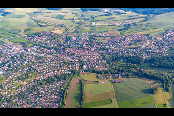 Aerial photograpy of Town View of the streets and houses of the residential areas in Buchen in the state Baden-Wurttemberg, Germany