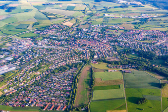 Town View of the streets and houses of the residential areas in Buchen in the state Baden-Wurttemberg, Germany from above