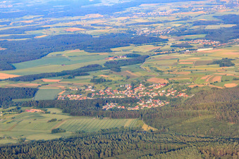 Aerial view of Village view from the northwest in the district Trienz in Fahrenbach in the state Baden-Wuerttemberg, Germany
