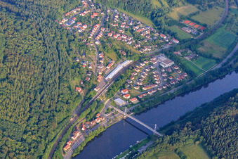 Neckar Bridge in Neckargerach in the state Baden-Wuerttemberg, Germany out of the air