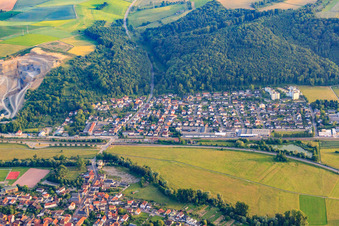 Bahnhofstraße and train station Mauer (b Heidelberg) in Mauer in the state Baden-Wuerttemberg, Germany