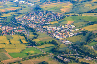 Village view in Kraichgau from the northeast in Meckesheim in the state Baden-Wuerttemberg, Germany