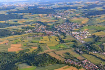 Overview of towns in the Kraichgau from the north in Meckesheim in the state Baden-Wuerttemberg, Germany