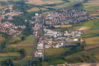 Town View of the streets and houses of the residential areas in Meckesheim in the state Baden-Wurttemberg, Germany