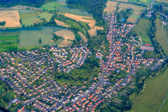 Village view in Kraichgau from the northwest in Mauer in the state Baden-Wuerttemberg, Germany