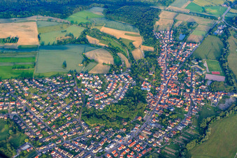 Aerial view of Village view in Kraichgau from the northwest in Mauer in the state Baden-Wuerttemberg, Germany