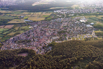 Aerial view of Nußloch in the state Baden-Wuerttemberg, Germany