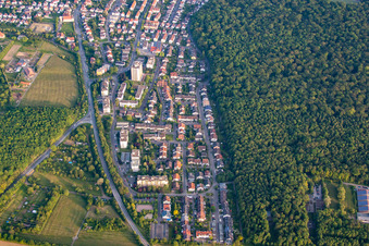 Aerial view of Heidelberger Straße from the north in Wiesloch in the state Baden-Wuerttemberg, Germany
