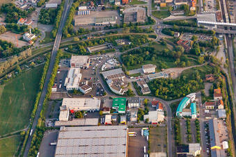 Aerial view of Industrial area In den Weinäckern in Wiesloch in the state Baden-Wuerttemberg, Germany