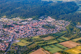 Aerial photograpy of From the southwest in Nußloch in the state Baden-Wuerttemberg, Germany