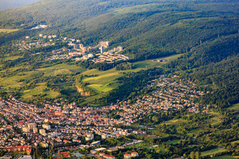 Aerial view of On the slope of the Odenwald from the south in the district Emmertsgrund in Heidelberg in the state Baden-Wuerttemberg, Germany