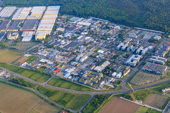 Industrial area from Albert-Einstein-Straße to Dietmar-Hopp-Allee with Heidelberger Druckmaschinen AG, SAP SE and Evora IT Solutions GmbH in Walldorf in the state Baden-Wuerttemberg, Germany