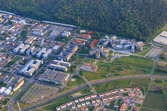 Aerial photograpy of Industrial area on Dietmar-Hopp-Allee with SAP SE in Walldorf in the state Baden-Wuerttemberg, Germany