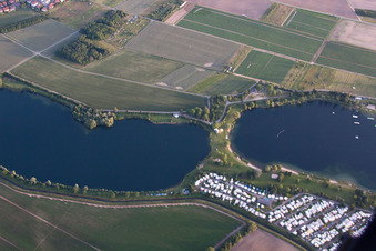 Bird's eye view of Leisure center of water skiing - racetrack in Sankt Leon-Rot in the state Baden-Wurttemberg, Germany