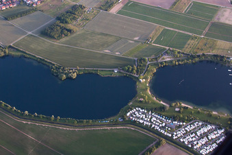 Leisure center of water skiing - racetrack in Sankt Leon-Rot in the state Baden-Wurttemberg, Germany viewn from the air