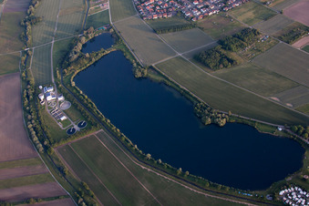 Drone recording of Leisure center of water skiing - racetrack in Sankt Leon-Rot in the state Baden-Wurttemberg, Germany