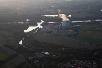 Philippsburg in the state Baden-Wuerttemberg, Germany from the drone perspective