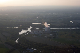 Philippsburg in the state Baden-Wuerttemberg, Germany from a drone