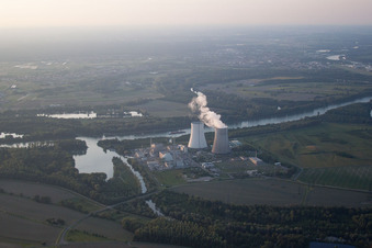 Philippsburg in the state Baden-Wuerttemberg, Germany seen from a drone