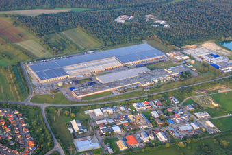 Aerial photograpy of Bruchstücker and Goodyear industrial area in Philippsburg in the state Baden-Wuerttemberg, Germany