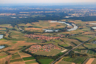 Village view on Althrein from the north in Neupotz in the state Rhineland-Palatinate, Germany