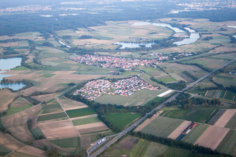 Aerial view of District Hardtwald in Neupotz in the state Rhineland-Palatinate, Germany
