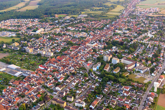 City overview from the northeast in Kandel in the state Rhineland-Palatinate, Germany seen from above