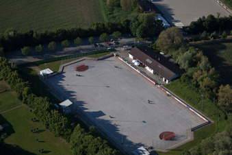 Aerial photograpy of MSC Taifun, cycle ball field in the district Mörsch in Rheinstetten in the state Baden-Wuerttemberg, Germany
