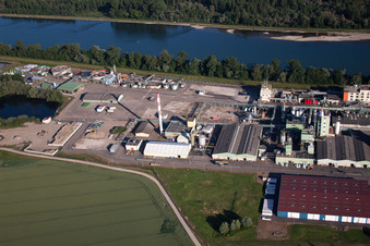 Oblique view of Industry on the Rhine in Lauterbourg in the state Bas-Rhin, France