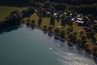 Oblique view of Quarry lake in Lauterbourg in the state Bas-Rhin, France
