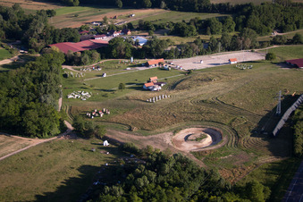 Haras de la Neée in Neewiller-près-Lauterbourg in the state Bas-Rhin, France from a drone