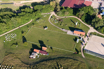 Aerial photograpy of Racetrack racecourse - trotting Haras De La Nee in Neewiller-pres-Lauterbourg in Grand Est, France