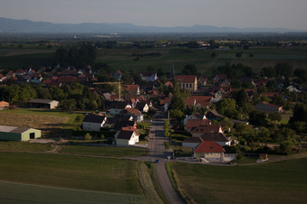 Oberlauterbach in the state Bas-Rhin, France from above