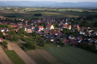 Oberlauterbach in the state Bas-Rhin, France seen from above