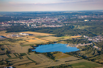 Gliding approach in the district Silberstreifen in Rheinstetten in the state Baden-Wuerttemberg, Germany