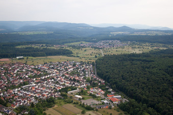 Aerial view of District Spessart in Ettlingen in the state Baden-Wuerttemberg, Germany