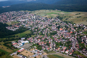 Aerial view of Town View of the streets and houses of the residential areas in Conweiler in the state Baden-Wurttemberg, Germany
