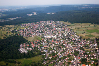 Aerial photograpy of Town View of the streets and houses of the residential areas in Conweiler in the state Baden-Wurttemberg, Germany