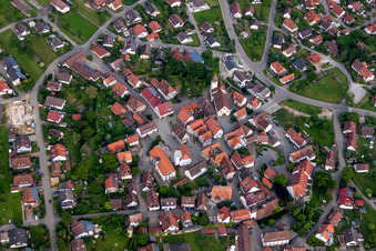 Aerial view of Town View of the streets and houses of the residential areas in Neubulach in the state Baden-Wurttemberg, Germany