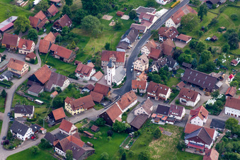 Aerial photograpy of Town View of the streets and houses of the residential areas in Neubulach in the state Baden-Wurttemberg, Germany