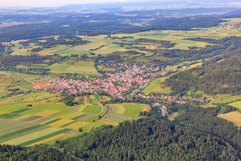 Village view in the Northern Black Forest from the west in the district Gültlingen in Wildberg in the state Baden-Wuerttemberg, Germany