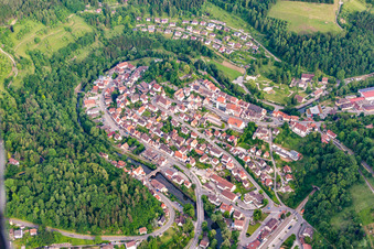 Village - view on the edge of agricultural fields and farmland in Wildberg in the state Baden-Wurttemberg, Germany