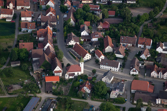 Aerial view of St. James' Church in the district Haslach in Herrenberg in the state Baden-Wuerttemberg, Germany