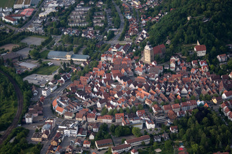 Church building in Stiftskirche Old Town- center of downtown in Herrenberg in the state Baden-Wurttemberg