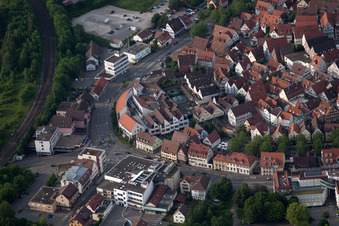 Aerial view of Bronntor in Herrenberg in the state Baden-Wuerttemberg, Germany