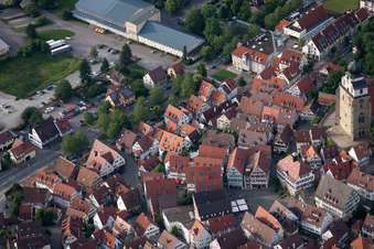 Market Square and Rathausgasse in Herrenberg in the state Baden-Wuerttemberg, Germany