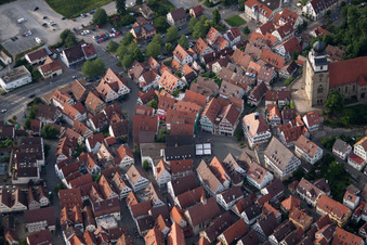 Old town with market square in Herrenberg in the state Baden-Wuerttemberg, Germany