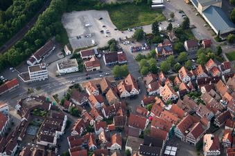 Aerial view of Badgasse in Herrenberg in the state Baden-Wuerttemberg, Germany